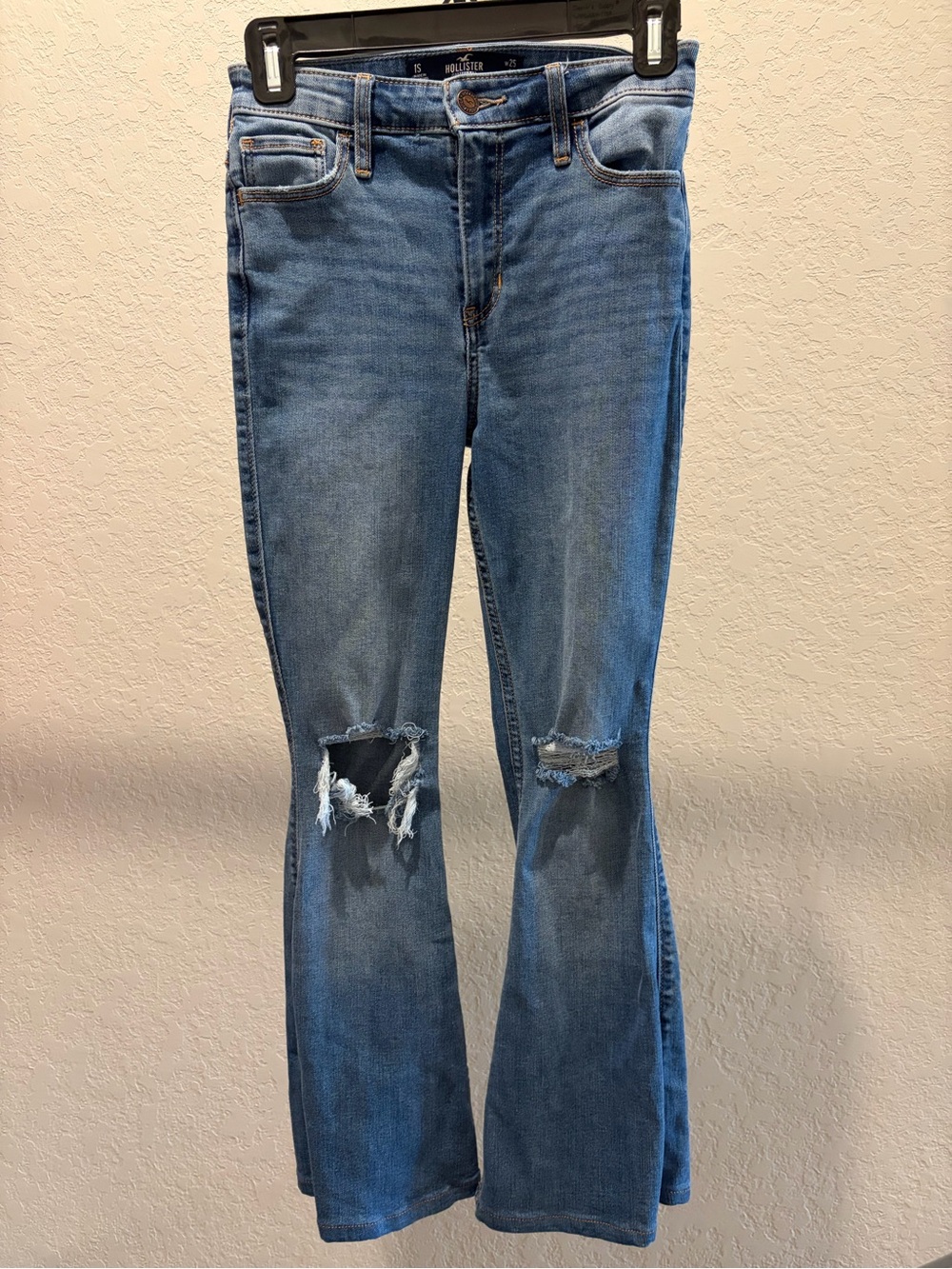 Hollister Medium Blue Distressed Flare Jeans